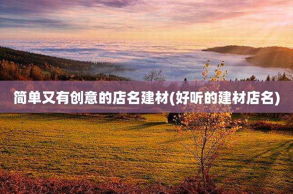 简单又有创意的店名建材(好听的建材店名)