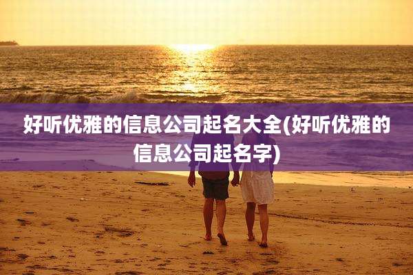 好听优雅的信息公司起名大全(好听优雅的信息公司起名字)