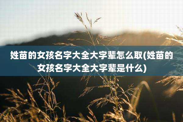 姓苗的女孩名字大全大字辈怎么取(姓苗的女孩名字大全大字辈是什么)