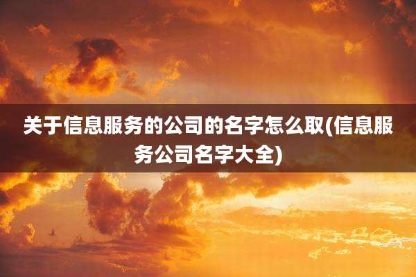 关于信息服务的公司的名字怎么取(信息服务公司名字大全)