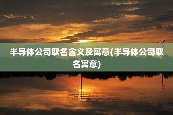半导体公司取名含义及寓意(半导体公司取名寓意)