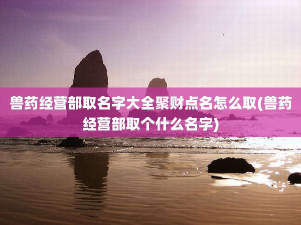 兽药经营部取名字大全聚财点名怎么取(兽药经营部取个什么名字)