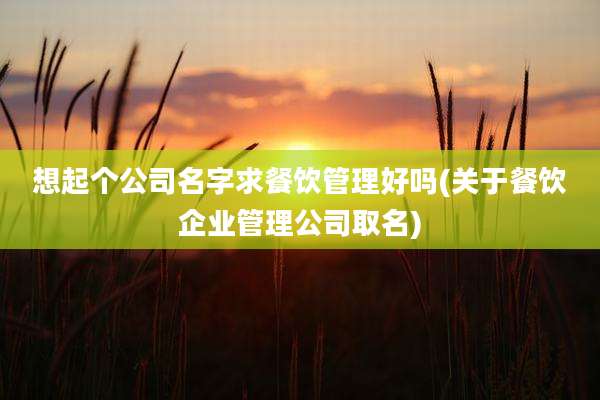 想起个公司名字求餐饮管理好吗(关于餐饮企业管理公司取名)