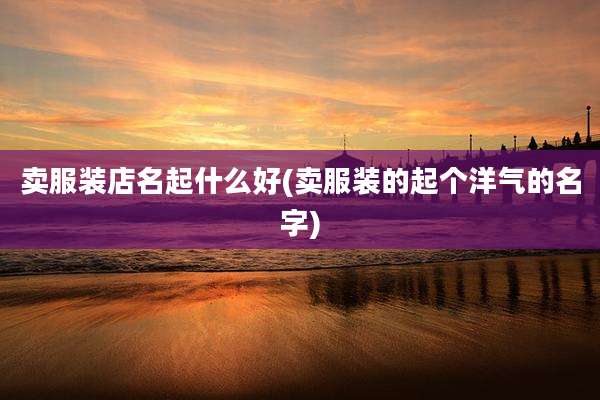 卖服装店名起什么好(卖服装的起个洋气的名字)