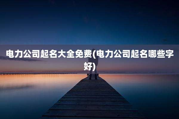 电力公司起名大全免费(电力公司起名哪些字好)