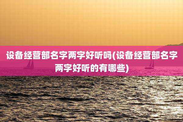 设备经营部名字两字好听吗(设备经营部名字两字好听的有哪些)