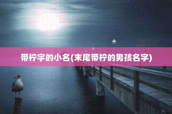 带柠字的小名(末尾带柠的男孩名字)