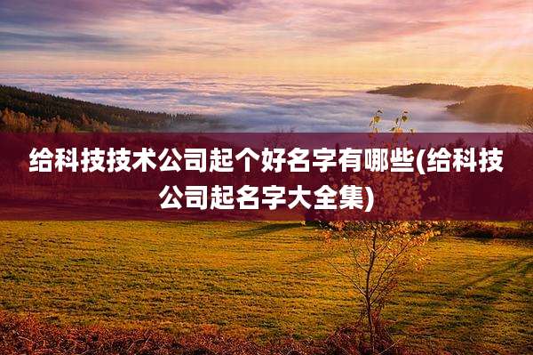 给科技技术公司起个好名字有哪些(给科技公司起名字大全集)