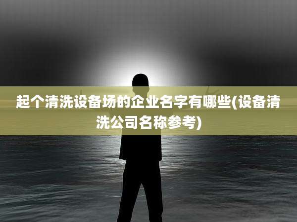 起个清洗设备场的企业名字有哪些(设备清洗公司名称参考)