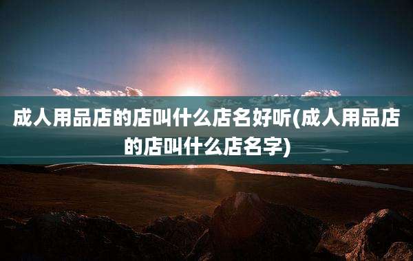 成人用品店的店叫什么店名好听(成人用品店的店叫什么店名字)