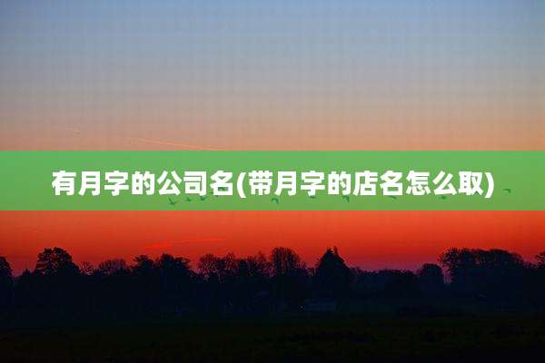 有月字的公司名(带月字的店名怎么取)