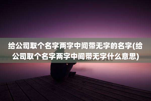 给公司取个名字两字中间带无字的名字(给公司取个名字两字中间带无字什么意思)