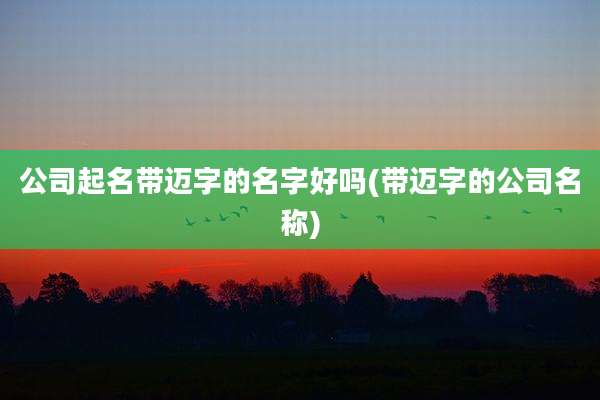 公司起名带迈字的名字好吗(带迈字的公司名称)
