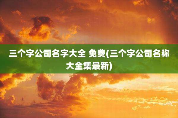 三个字公司名字大全 免费(三个字公司名称大全集最新)