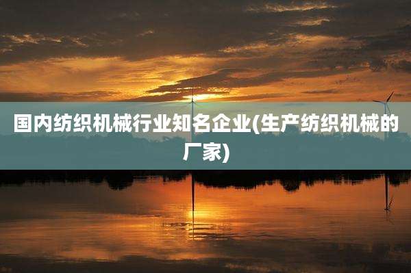 国内纺织机械行业知名企业(生产纺织机械的厂家)