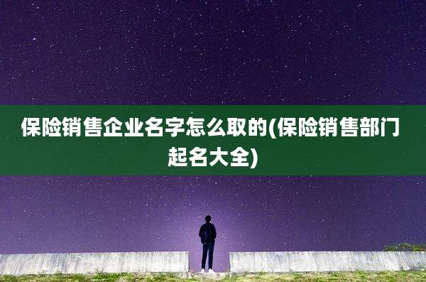 保险销售企业名字怎么取的(保险销售部门 起名大全)