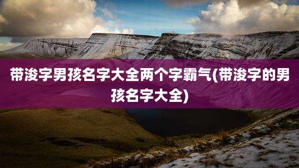 带浚字男孩名字大全两个字霸气(带浚字的男孩名字大全)