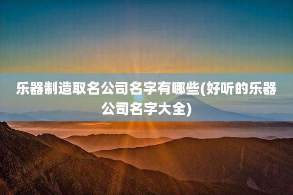 乐器制造取名公司名字有哪些(好听的乐器公司名字大全)