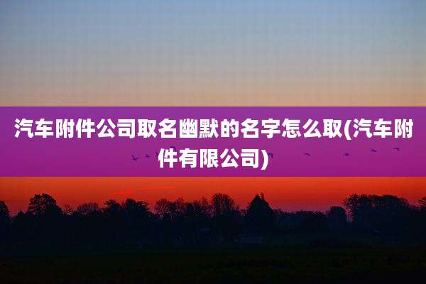 汽车附件公司取名幽默的名字怎么取(汽车附件有限公司)