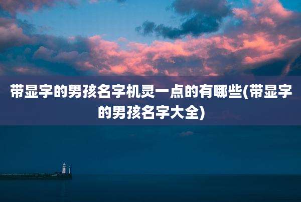带显字的男孩名字机灵一点的有哪些(带显字的男孩名字大全)
