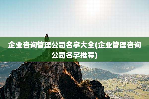 企业咨询管理公司名字大全(企业管理咨询公司名字推荐)