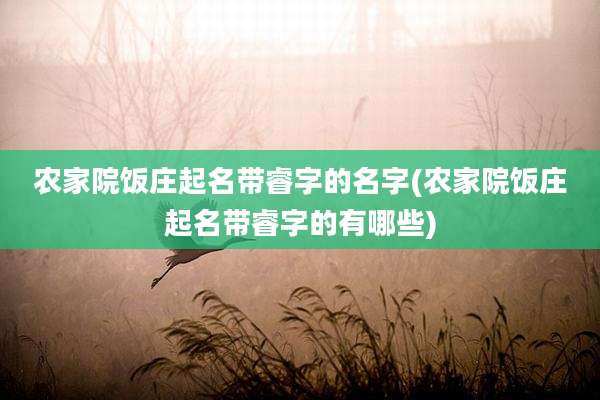 农家院饭庄起名带睿字的名字(农家院饭庄起名带睿字的有哪些)