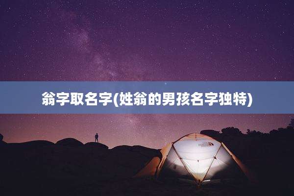 翁字取名字(姓翁的男孩名字独特)