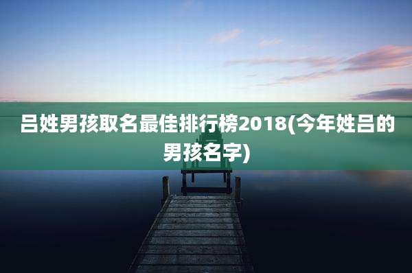 吕姓男孩取名最佳排行榜2018(今年姓吕的男孩名字)