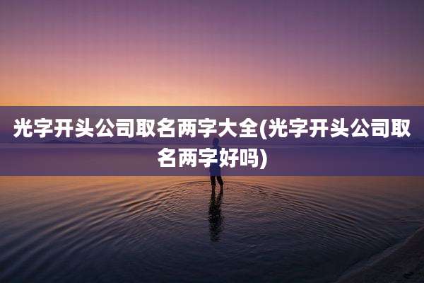 光字开头公司取名两字大全(光字开头公司取名两字好吗)