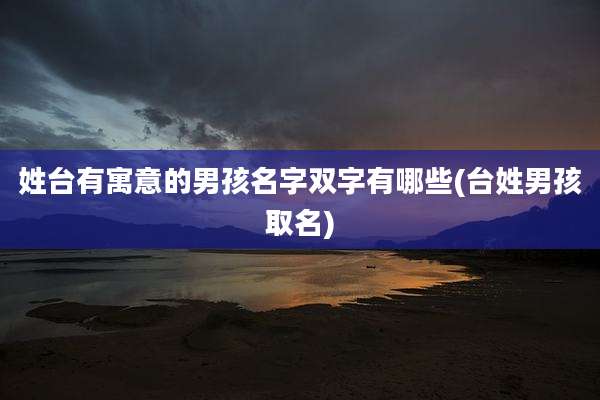 姓台有寓意的男孩名字双字有哪些(台姓男孩取名)