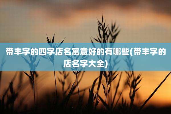 带丰字的四字店名寓意好的有哪些(带丰字的店名字大全)