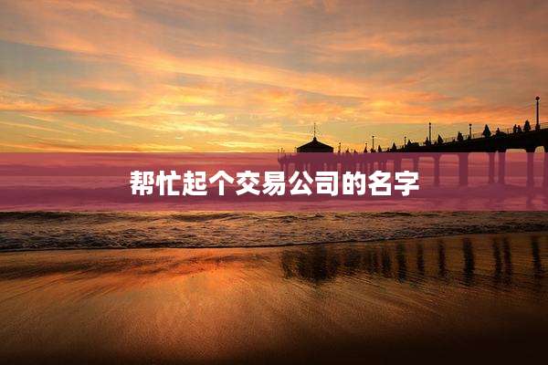 帮忙起个交易公司的名字
