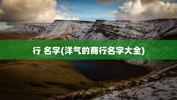 行 名字(洋气的商行名字大全)