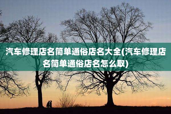 汽车修理店名简单通俗店名大全(汽车修理店名简单通俗店名怎么取)