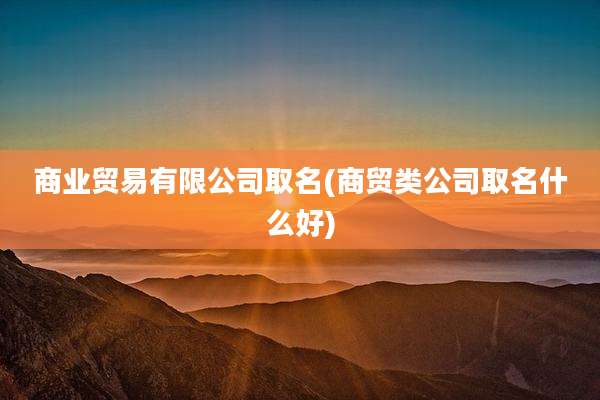 商业贸易有限公司取名(商贸类公司取名什么好)