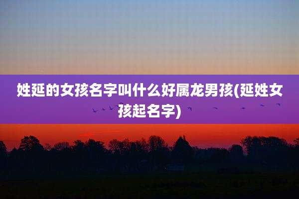 姓延的女孩名字叫什么好属龙男孩(延姓女孩起名字)