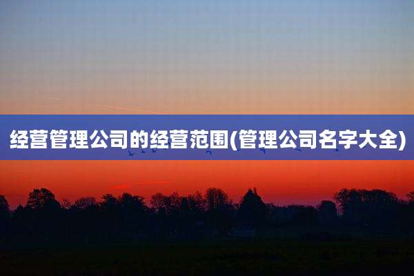 经营管理公司的经营范围(管理公司名字大全)