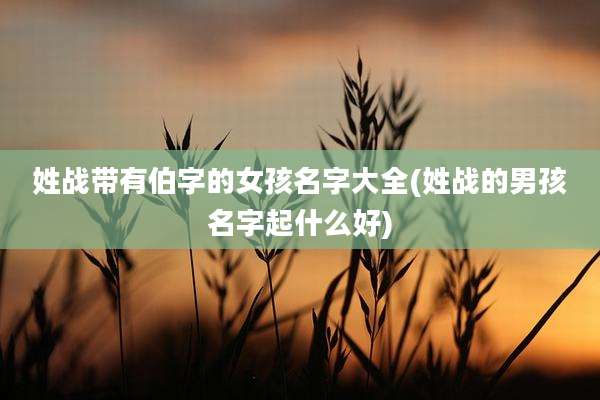 姓战带有伯字的女孩名字大全(姓战的男孩名字起什么好)