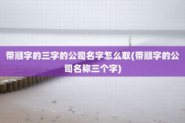 带顺字的三字的公司名字怎么取(带顺字的公司名称三个字)