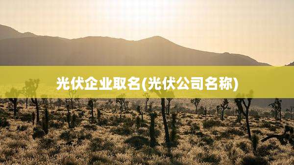 光伏企业取名(光伏公司名称)