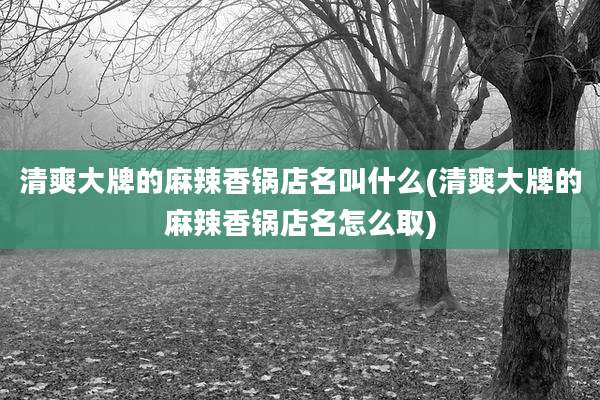 清爽大牌的麻辣香锅店名叫什么(清爽大牌的麻辣香锅店名怎么取)