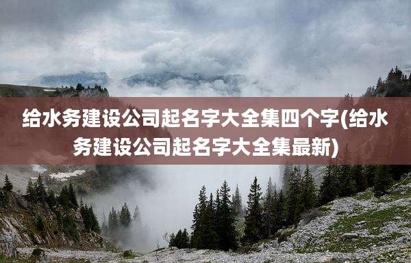 给水务建设公司起名字大全集四个字(给水务建设公司起名字大全集最新)
