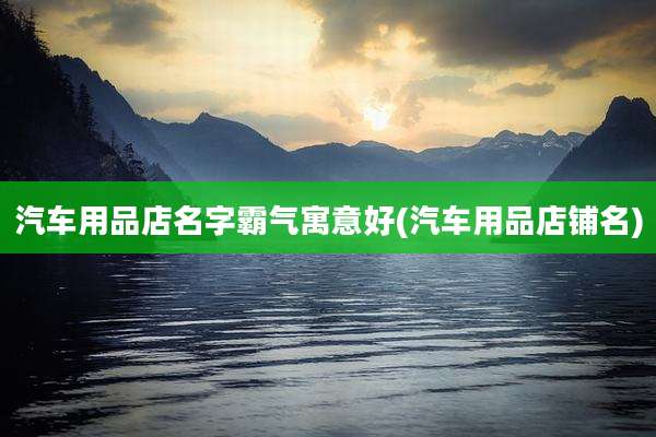 汽车用品店名字霸气寓意好(汽车用品店铺名)