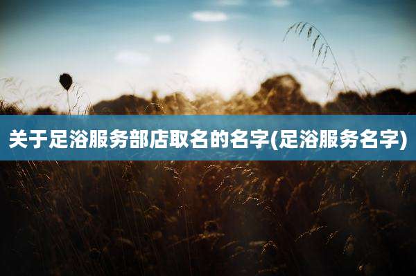 关于足浴服务部店取名的名字(足浴服务名字)