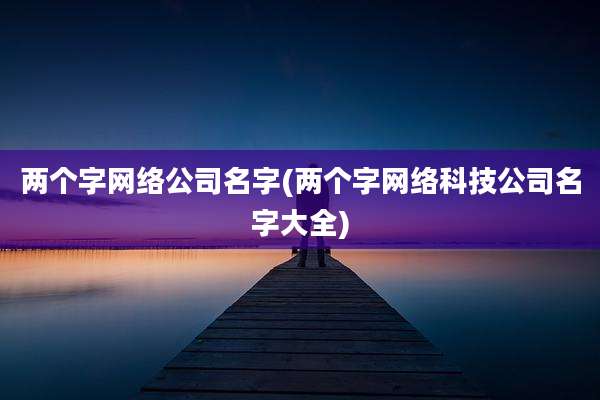 两个字网络公司名字(两个字网络科技公司名字大全)