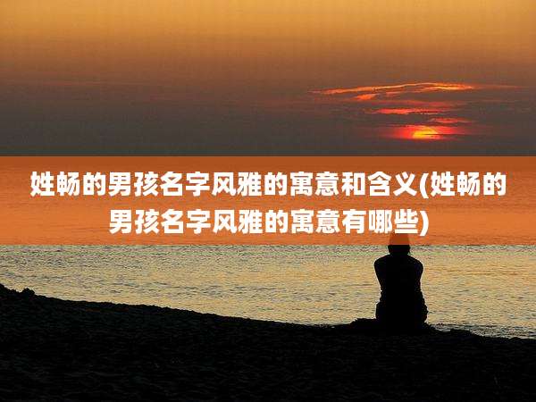 姓畅的男孩名字风雅的寓意和含义(姓畅的男孩名字风雅的寓意有哪些)