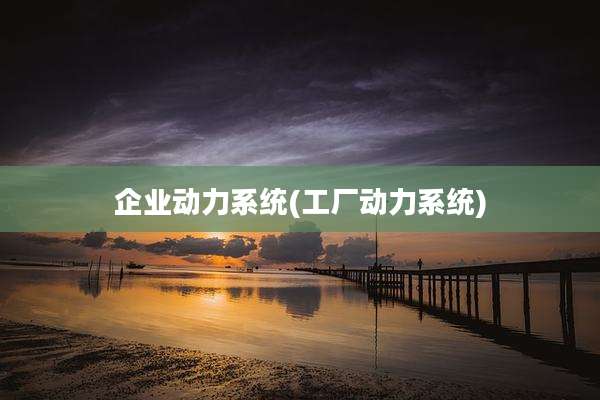 企业动力系统(工厂动力系统)