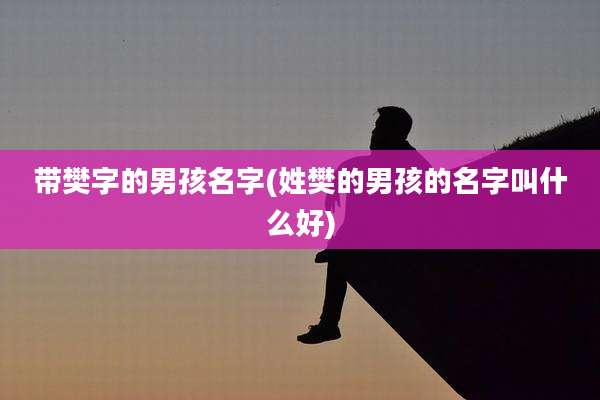 带樊字的男孩名字(姓樊的男孩的名字叫什么好)