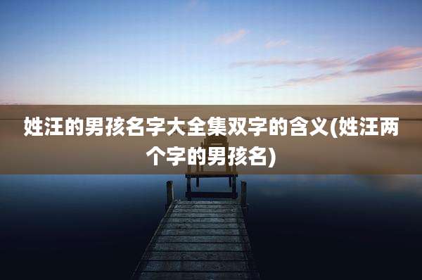 姓汪的男孩名字大全集双字的含义(姓汪两个字的男孩名)