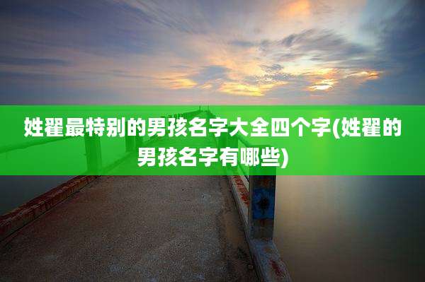姓翟最特别的男孩名字大全四个字(姓翟的男孩名字有哪些)